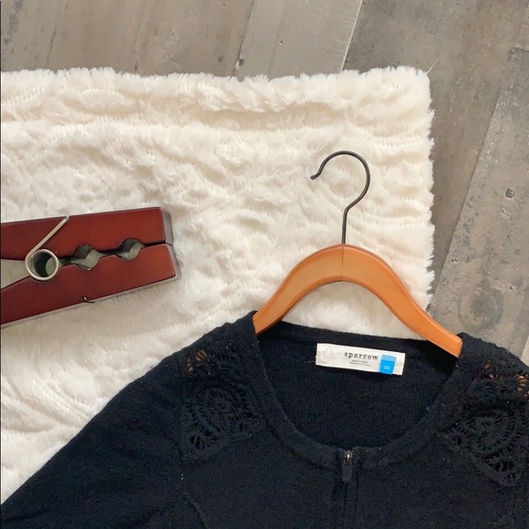Anthropologie Sweaters - Anthro Sparrow Marion Lace Hem Zip Up Cardigan